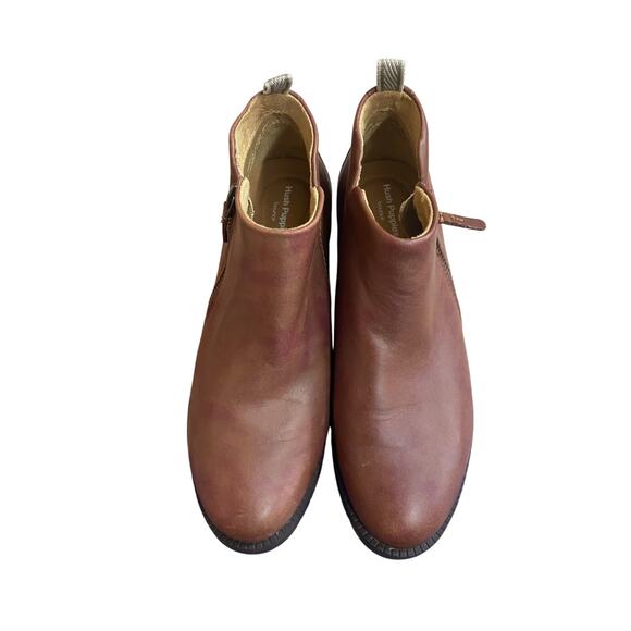 Hush Puppies Hadley Women's Bootie Shoes 6.5 Brown Cognac Side Zip Leather Boots - Picture 5 of 9